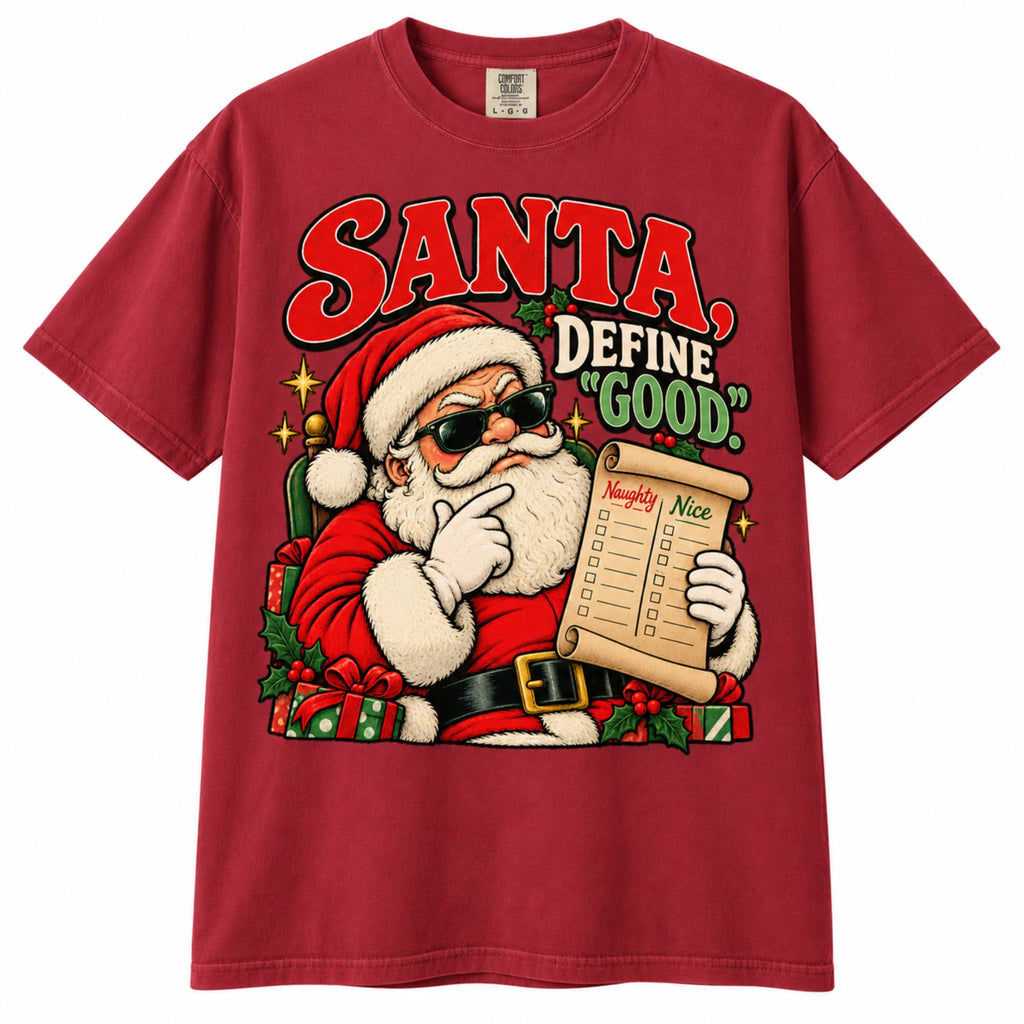 Santa Define Good Shirt – Funny Christmas T-Shirt, Vintage Santa Graphic Tee