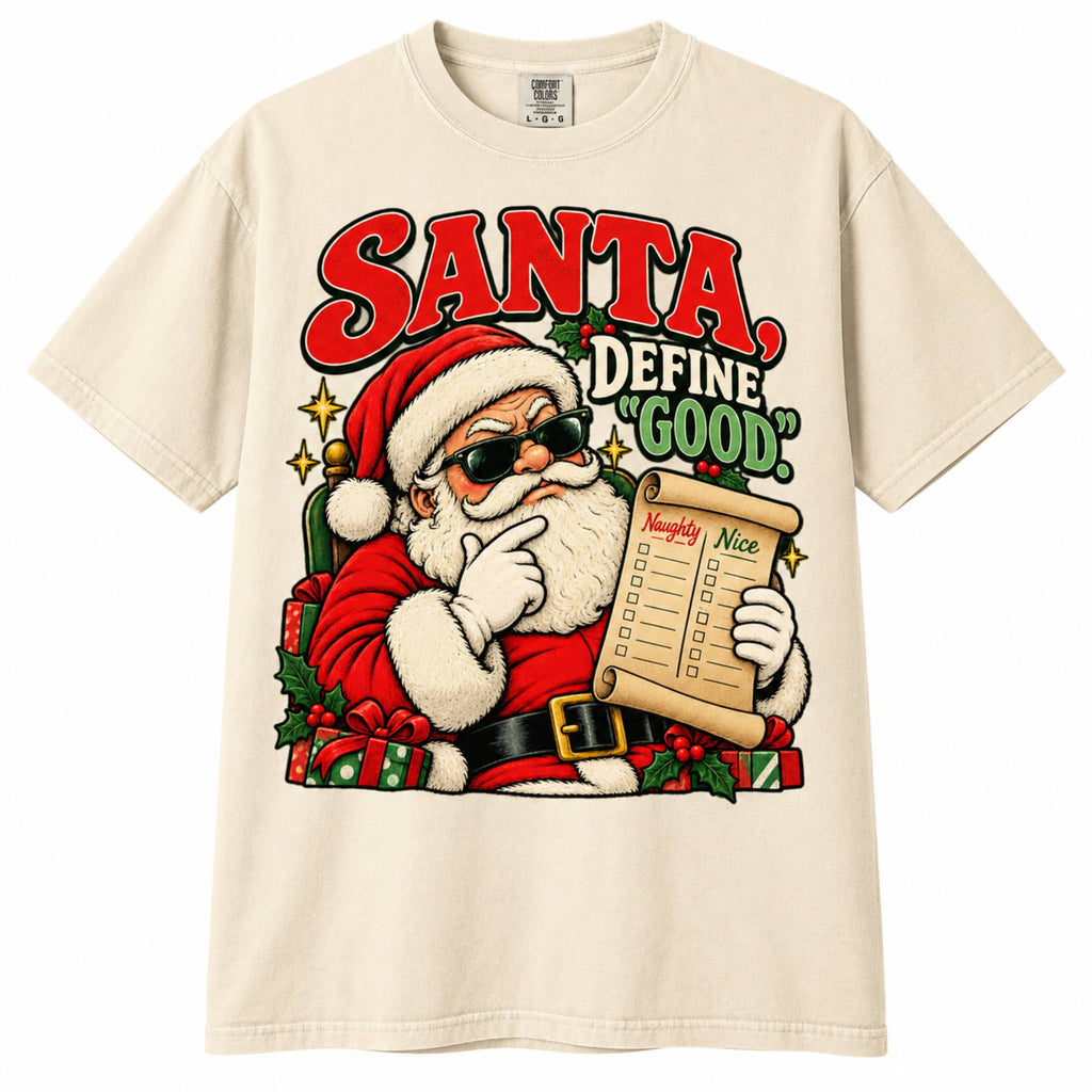 Santa Define Good Shirt – Funny Christmas T-Shirt, Vintage Santa Graphic Tee